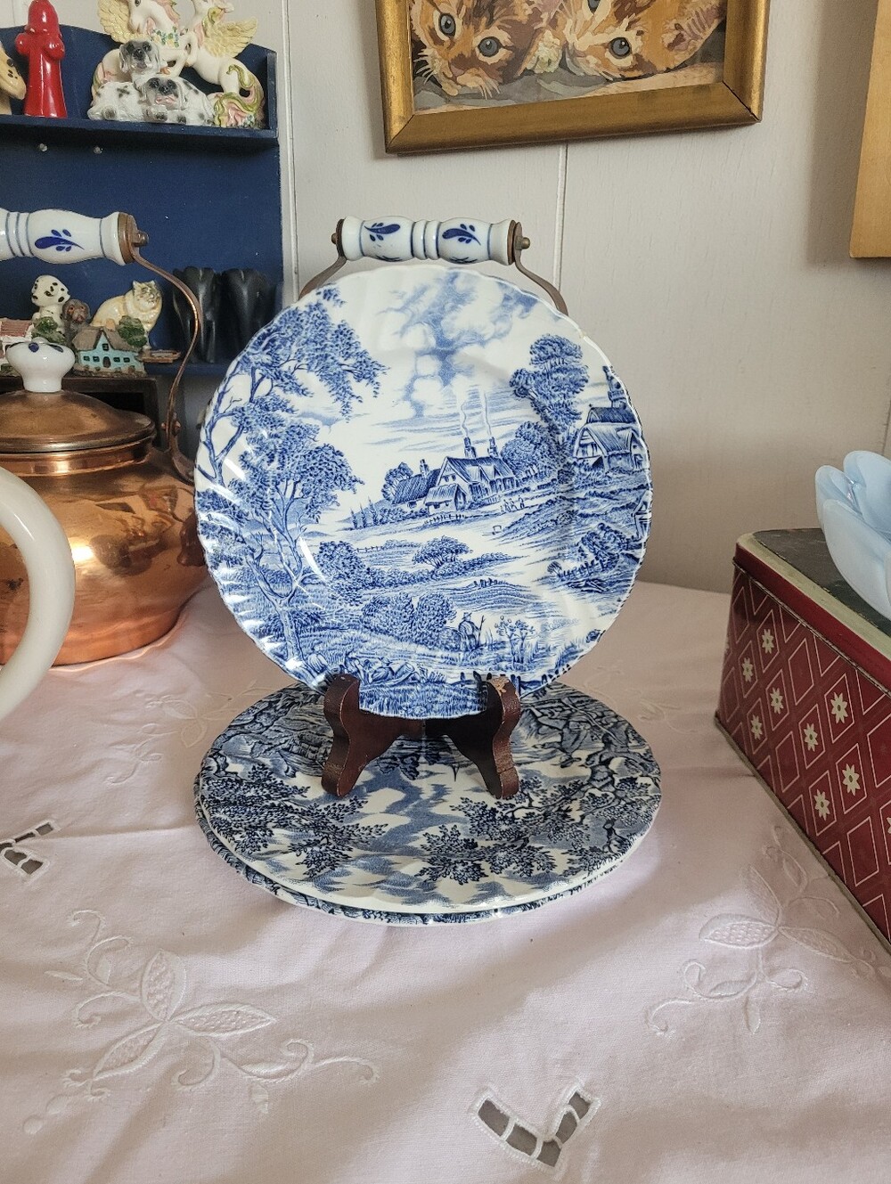 Vintage Ridgway Meadowstreet Bread Plate Ironstone Englang Blue White Transferwa